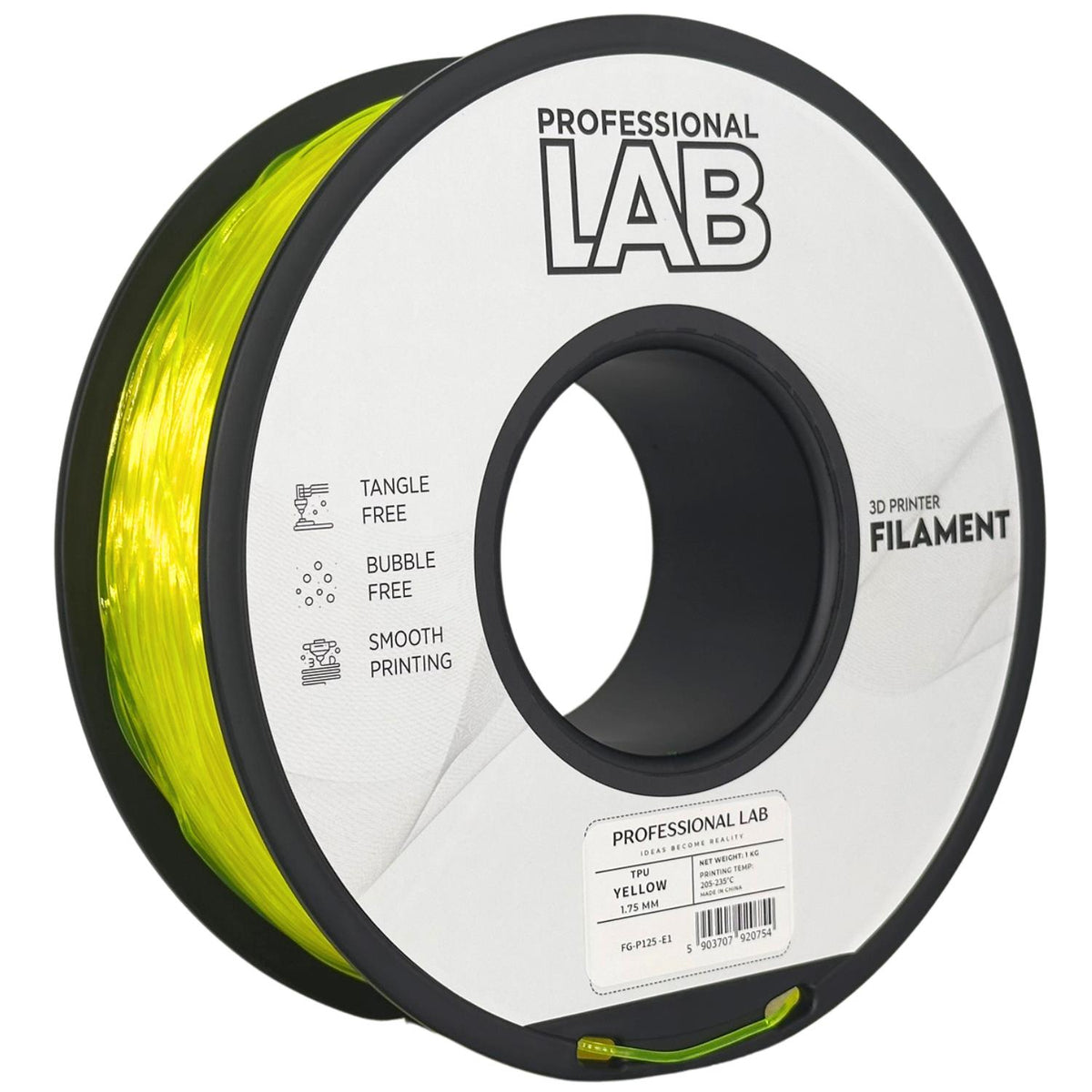 Spool of TPU yellow filament, Prof. Lab, 1.75 mm