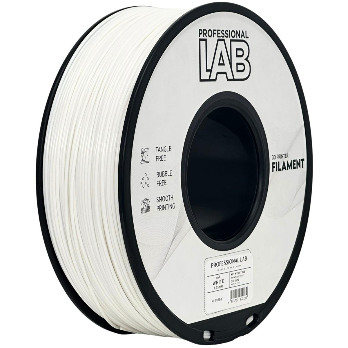 Spool of ASA white filament, Prof. Lab, 1.75 mm