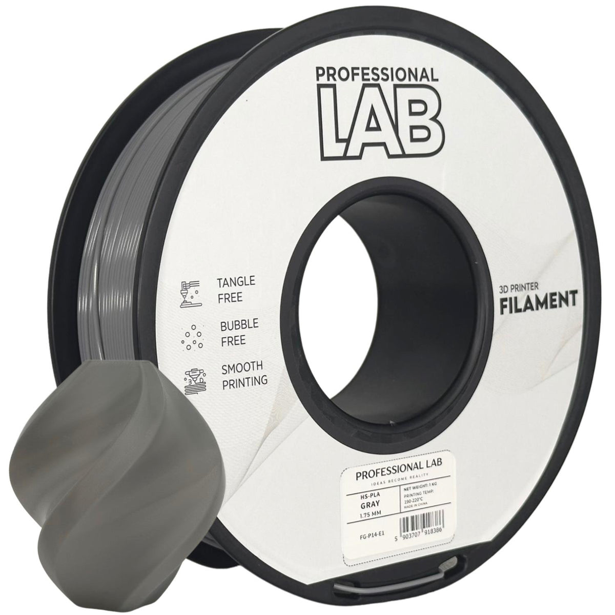 Bobine de filament HS-PLA gris, Prof. Lab, 1,75 mm