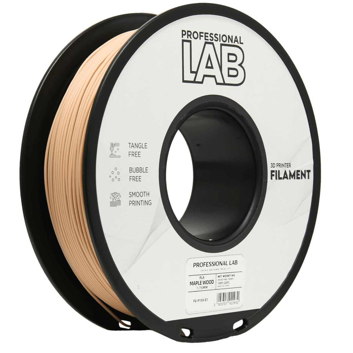 Bobine de filament PLA bois érable, Prof. Lab, 1,75 mm
