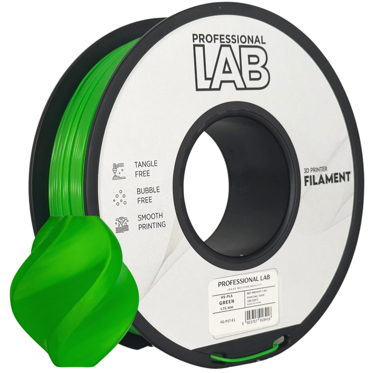 Bobine de filament HS-PLA vert, Prof. Lab, 1,75 mm
