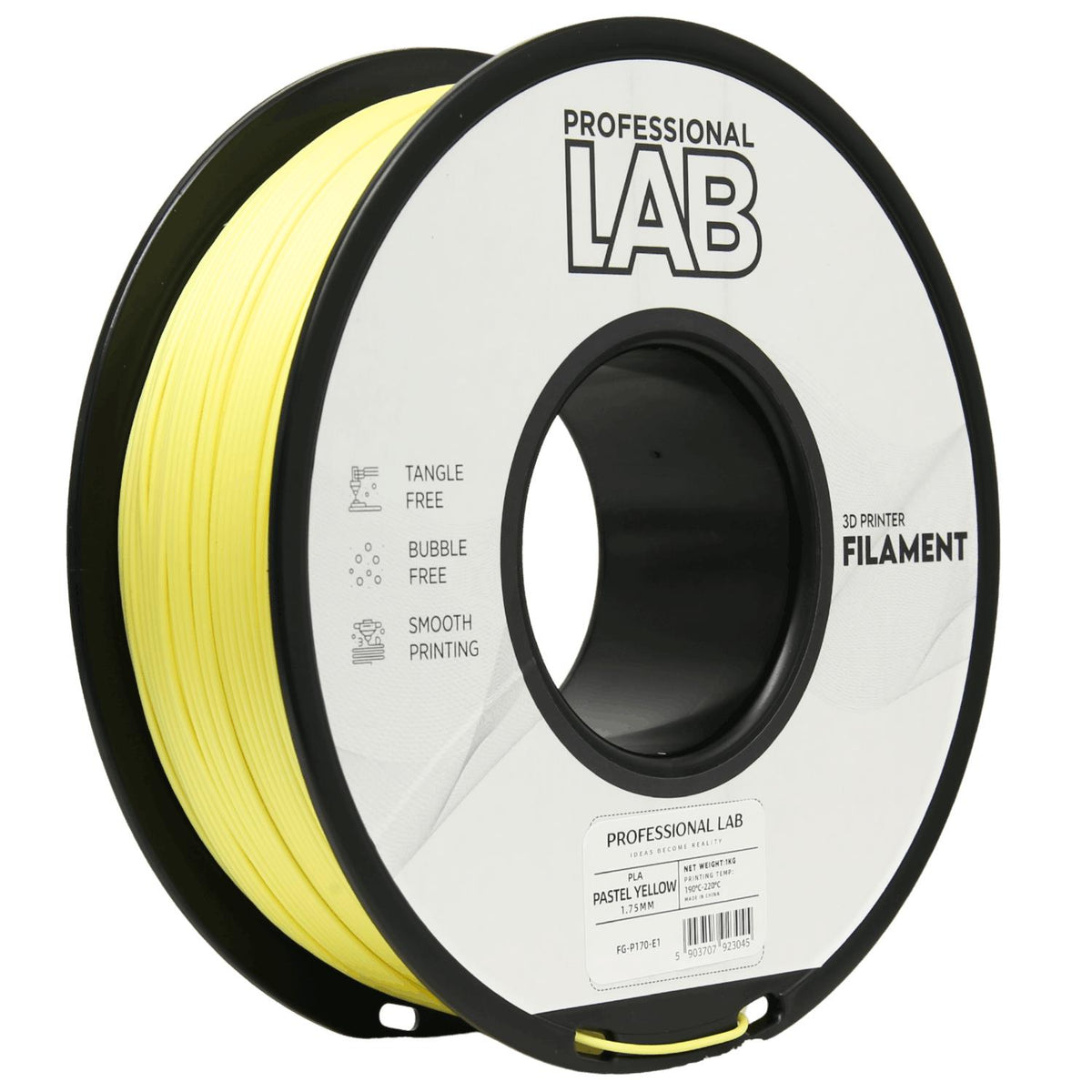 Bobine de filament PLA jaune pastel, Prof. Lab, 1,75 mm