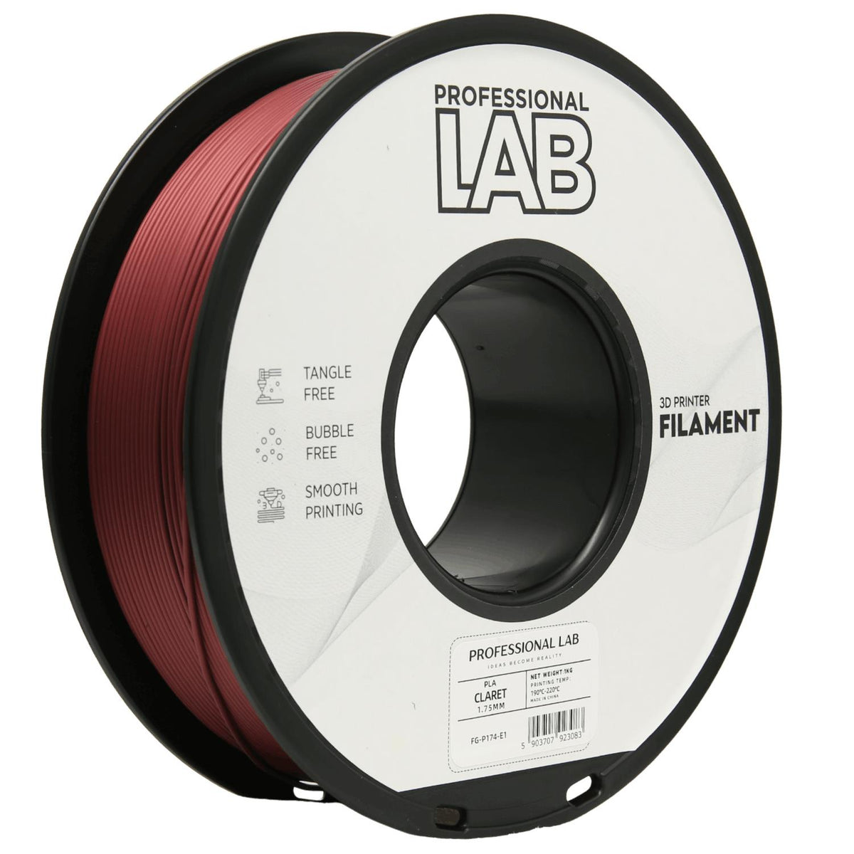 Spool of PLA burgundy filament, Prof. Lab, 1.75 mm