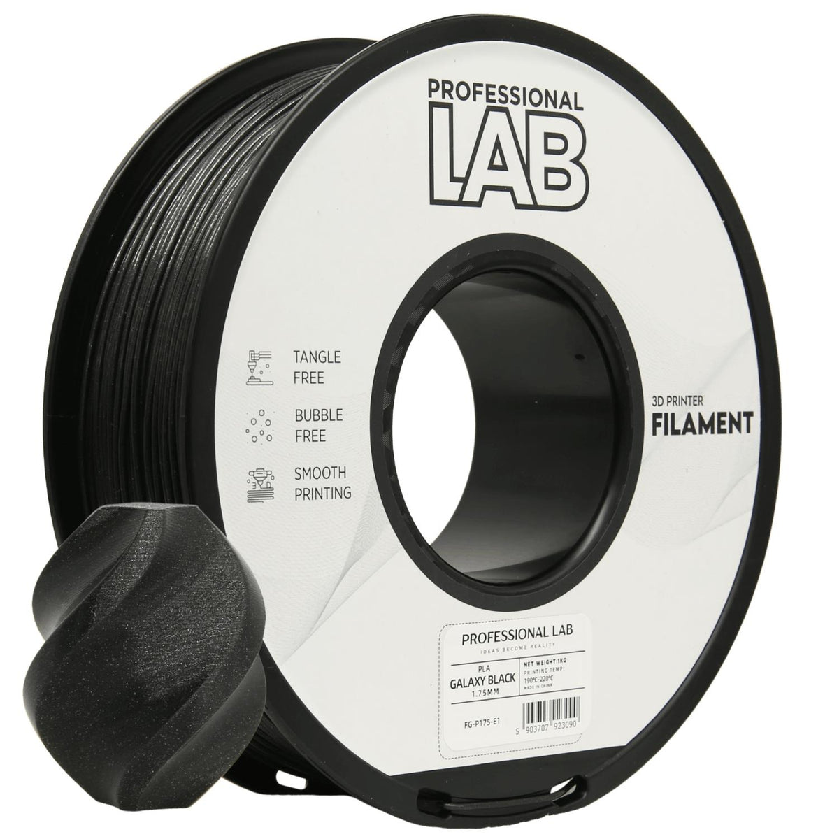 Spool of PLA Galaxy black filament, Prof. Lab, 1.75 mm