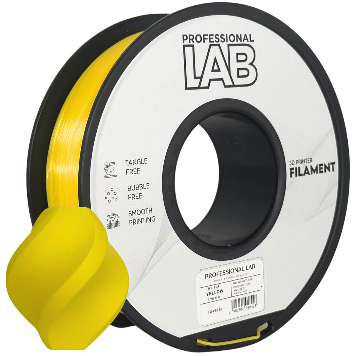 Spool of HS-PLA yellow filament, Prof. Lab, 1.75 mm