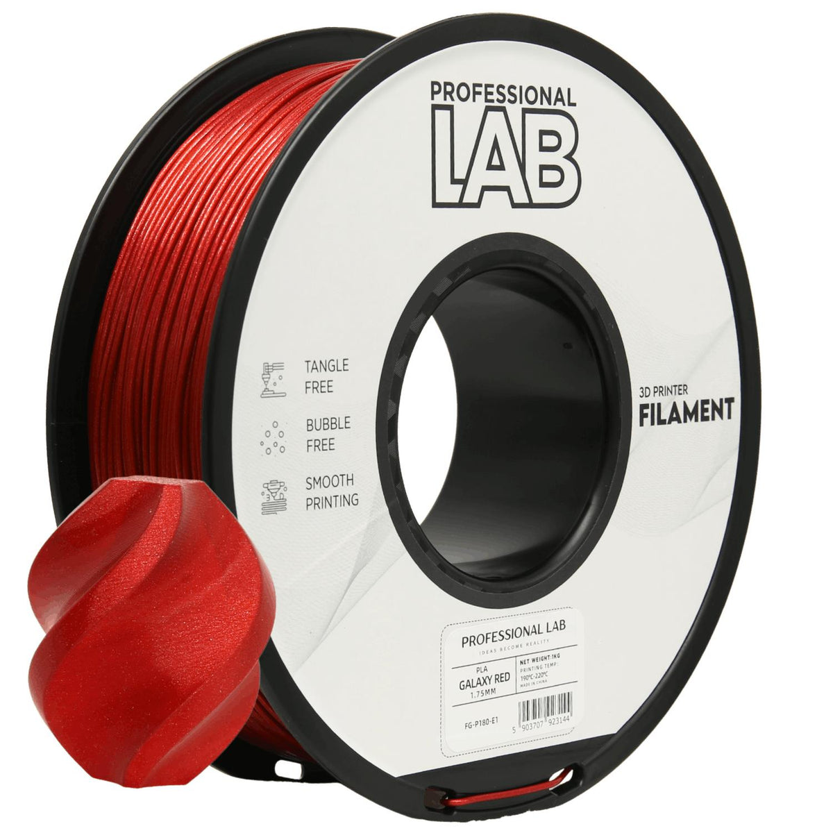 Bobine de filament PLA Galaxy rouge, Prof. Lab, 1,75 mm