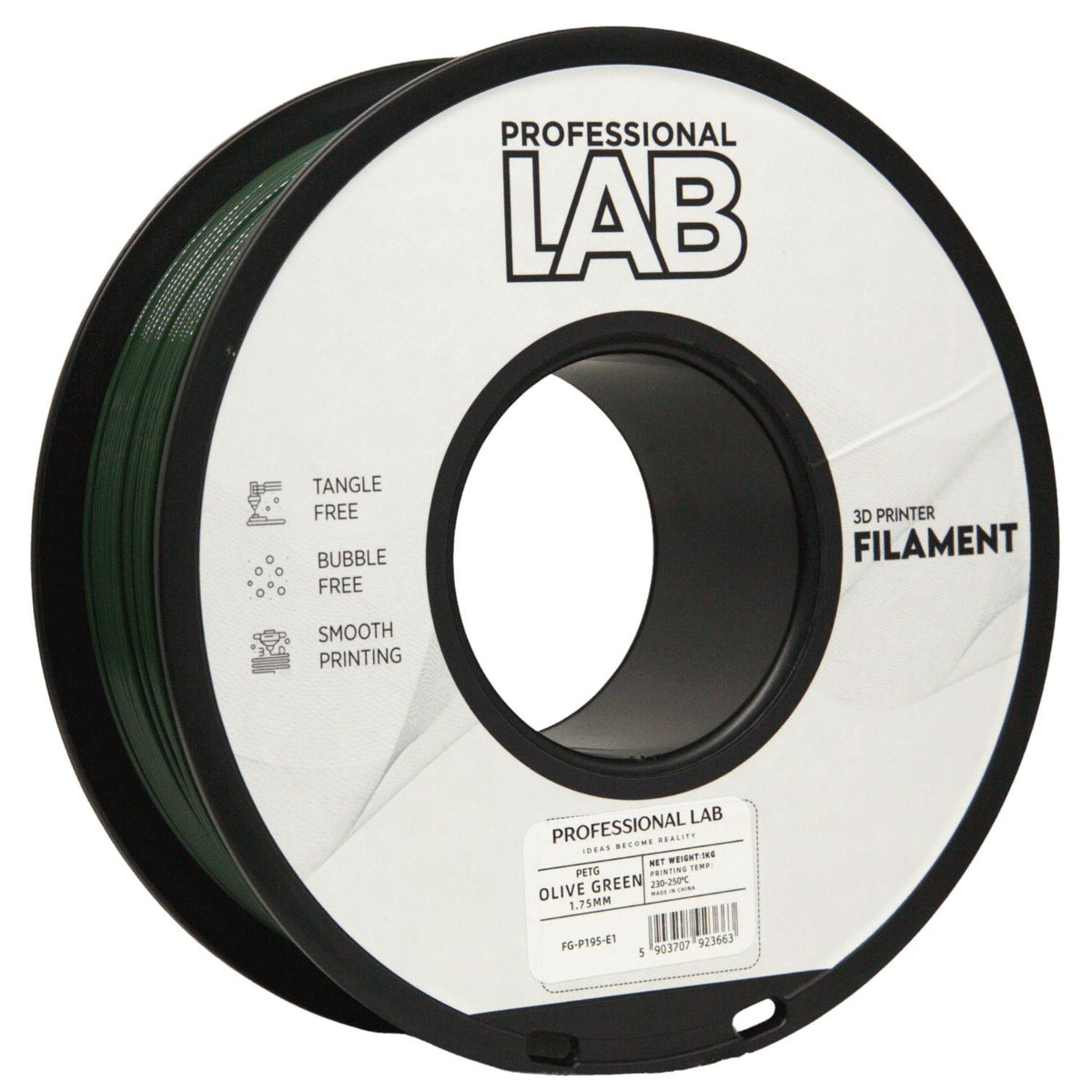Bobine de filament PETG vert olive, Prof. Lab, 1,75 mm