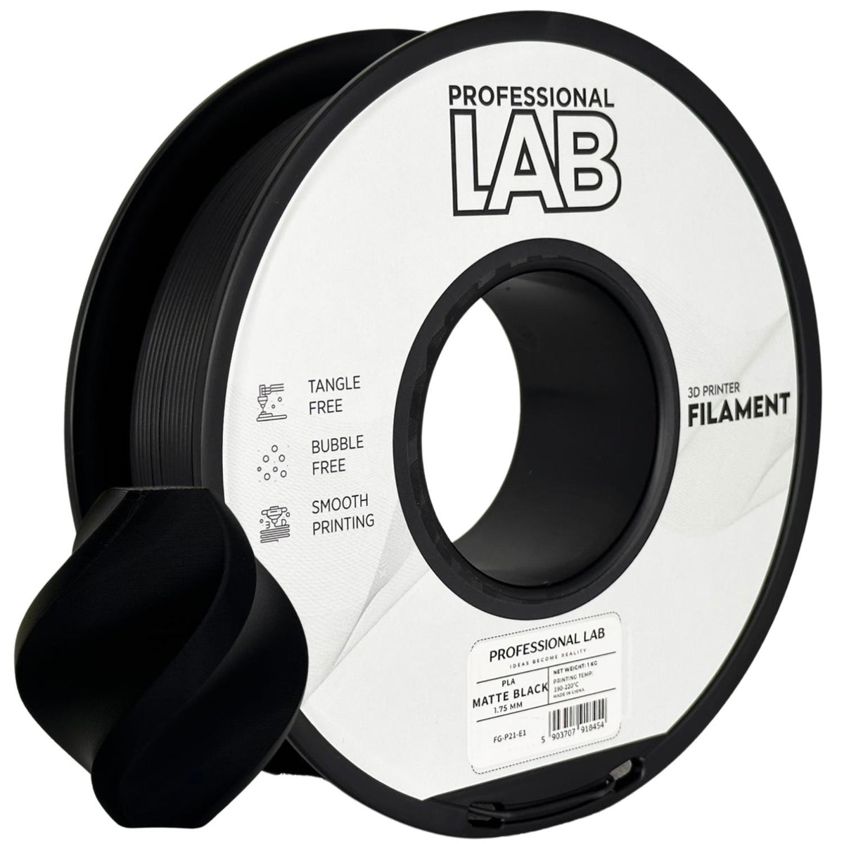 Spool of PLA matte black filament, Prof. Lab, 1.75 mm