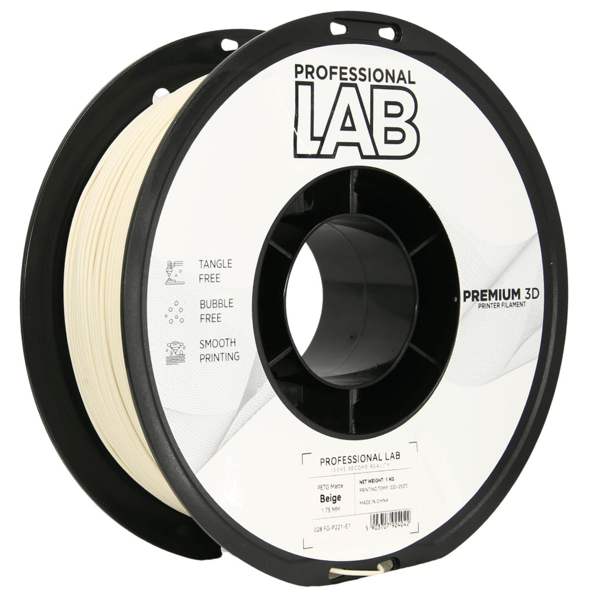 Bobine de filament PETG beige mat, Prof. Lab, 1,75 mm