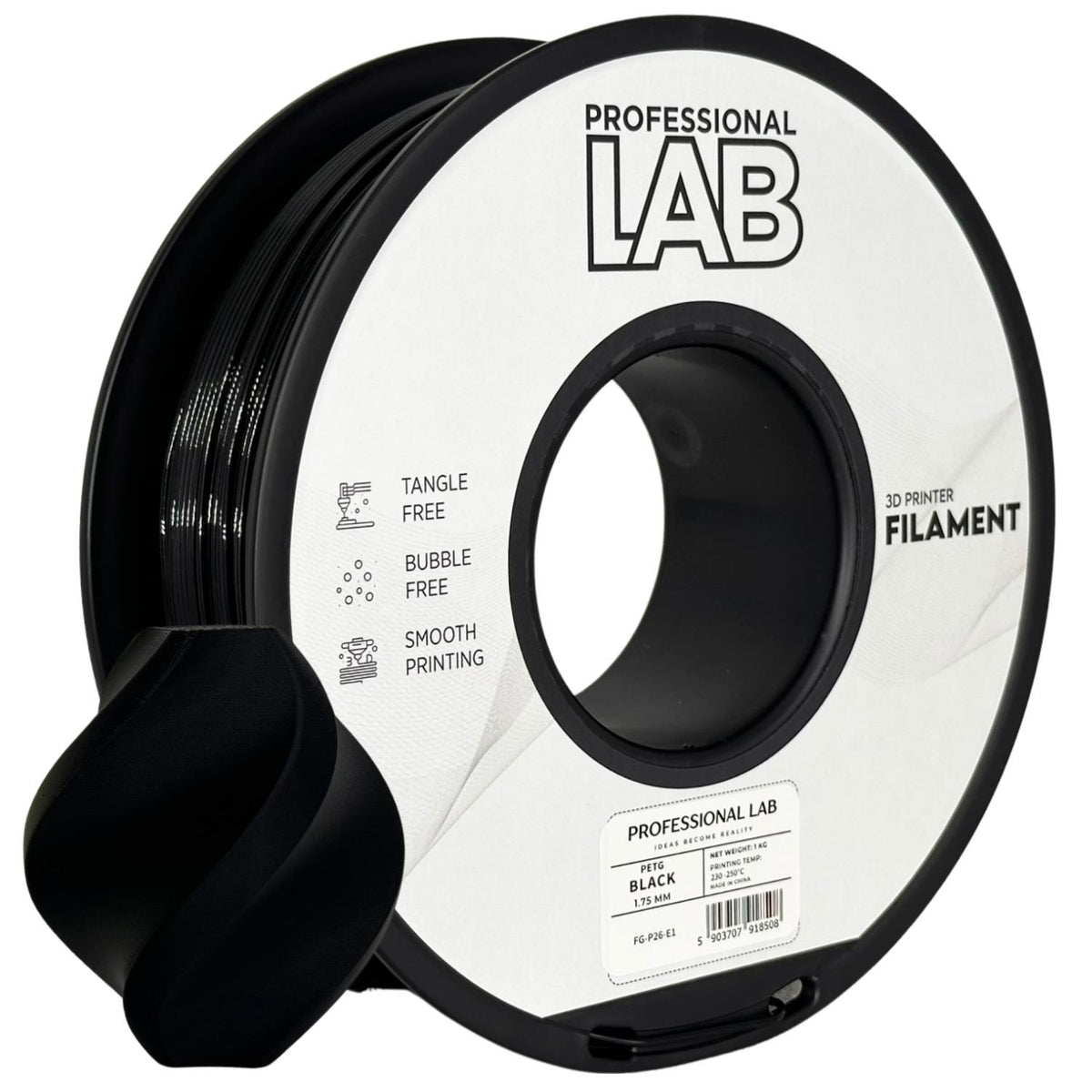 Bobine de filament PETG noir, Prof. Lab, 1,75 mm