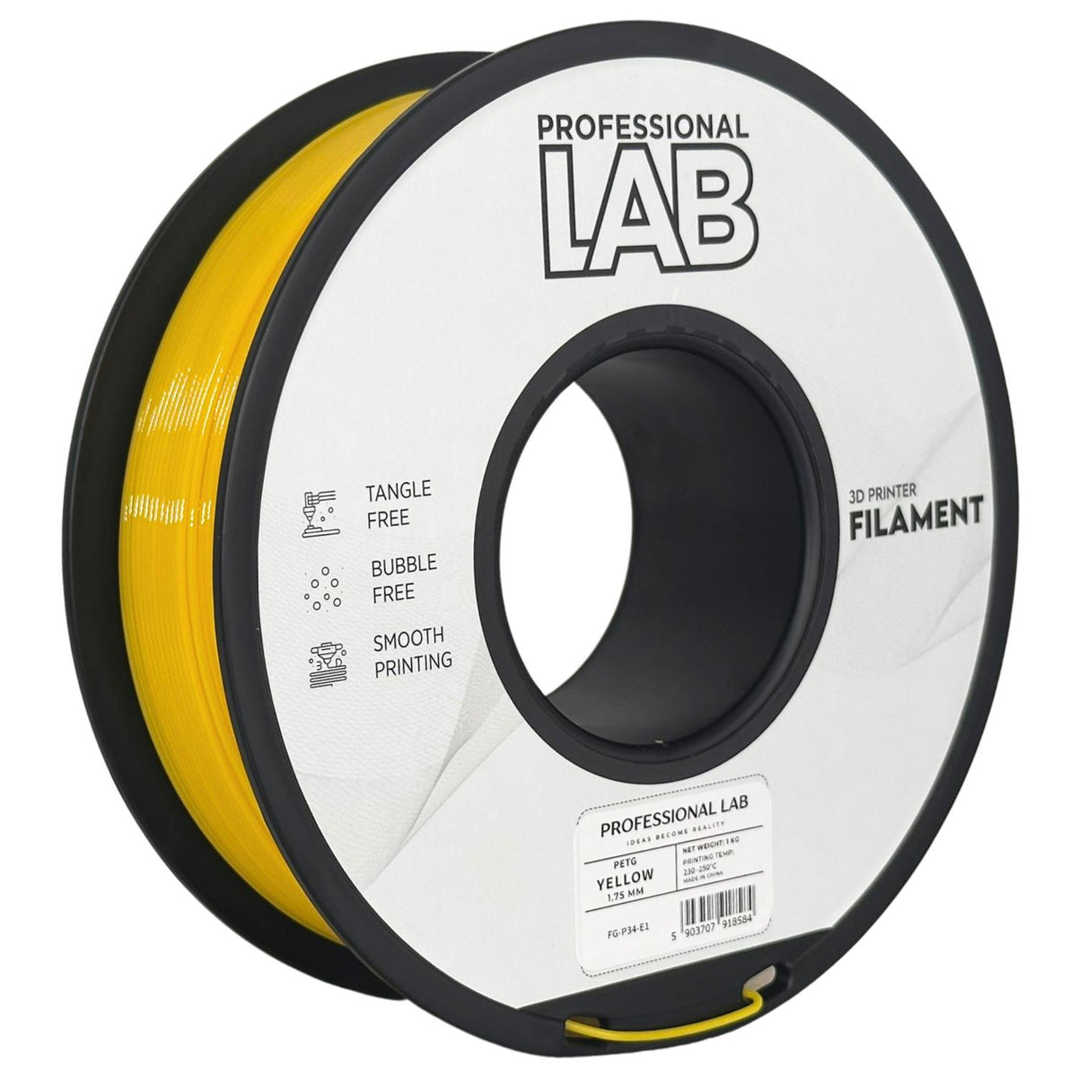 Bobine de filament PETG jaune, Prof. Lab, 1,75 mm