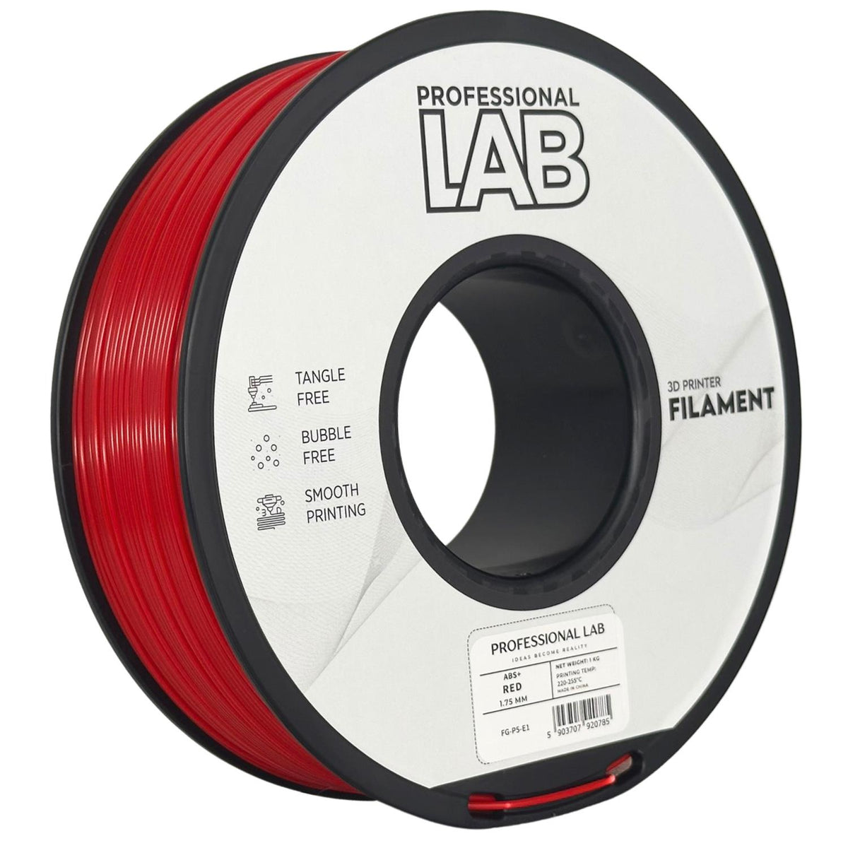 Bobine de filament ABS+ rouge, Prof. Lab, 1,75 mm