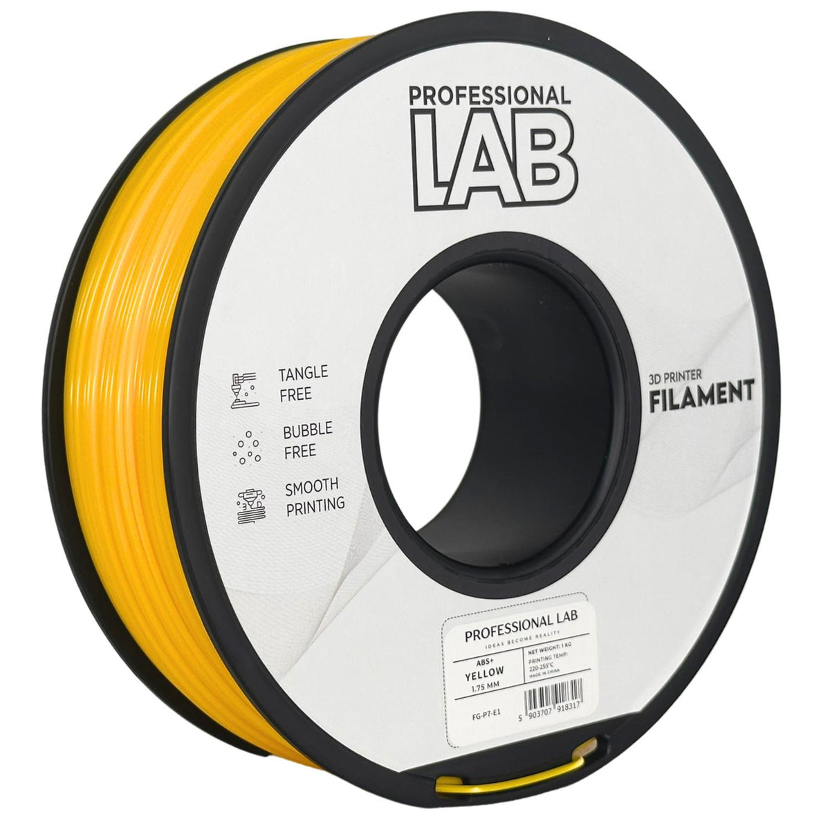 Bobine de filament ABS+ jaune, Prof. Lab, 1,75 mm