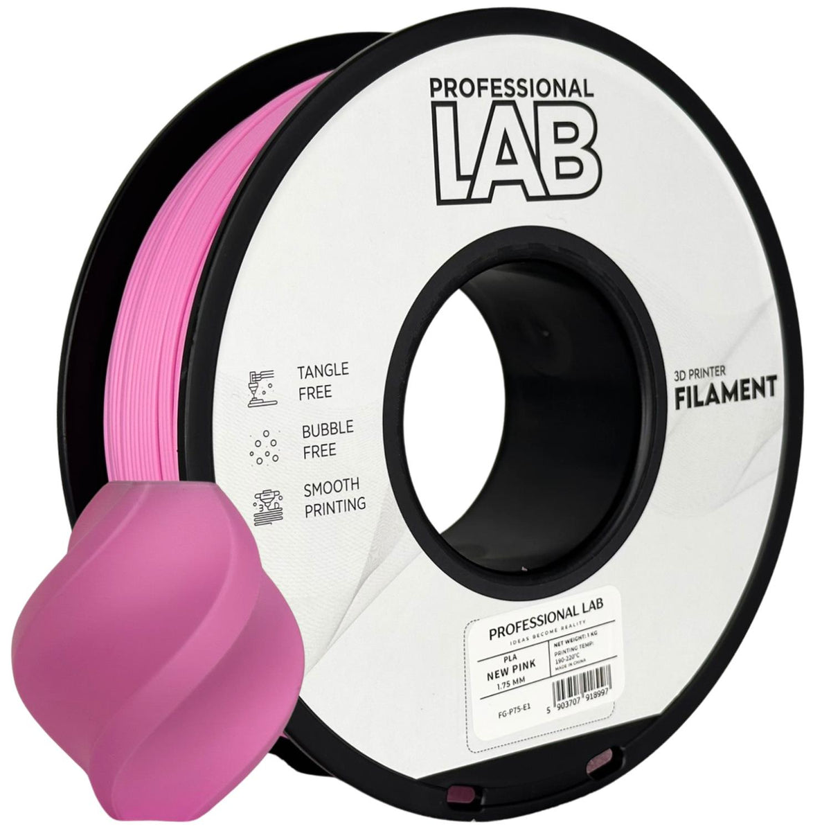 Bobine de filament PLA rose, Prof. Lab, 1,75 mm