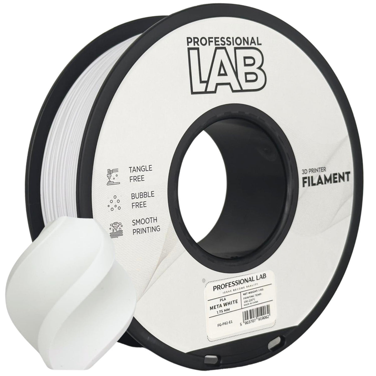 Bobine de filament PLA META blanc, Prof. Lab, 1,75 mm