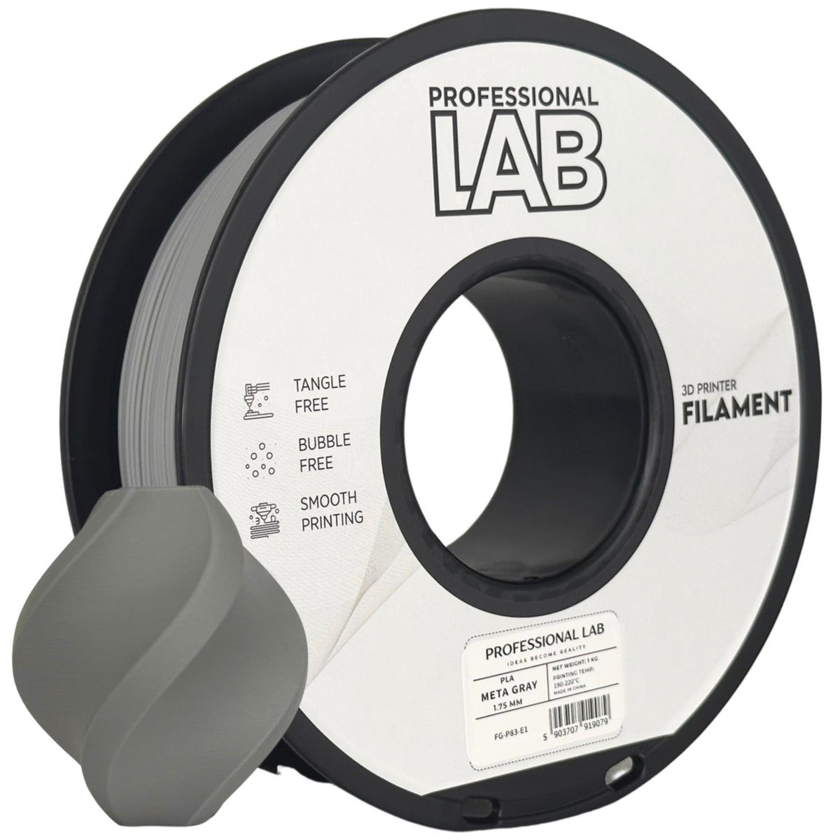 Bobine de filament PLA META gris, Prof. Lab, 1,75 mm