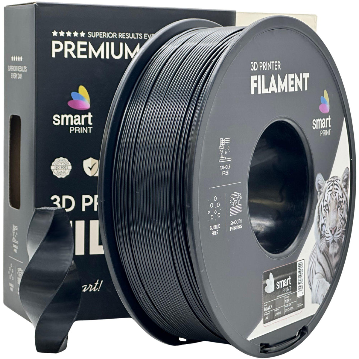 Bobine de filament ABS+ noir, Smart Print, 1,75 mm