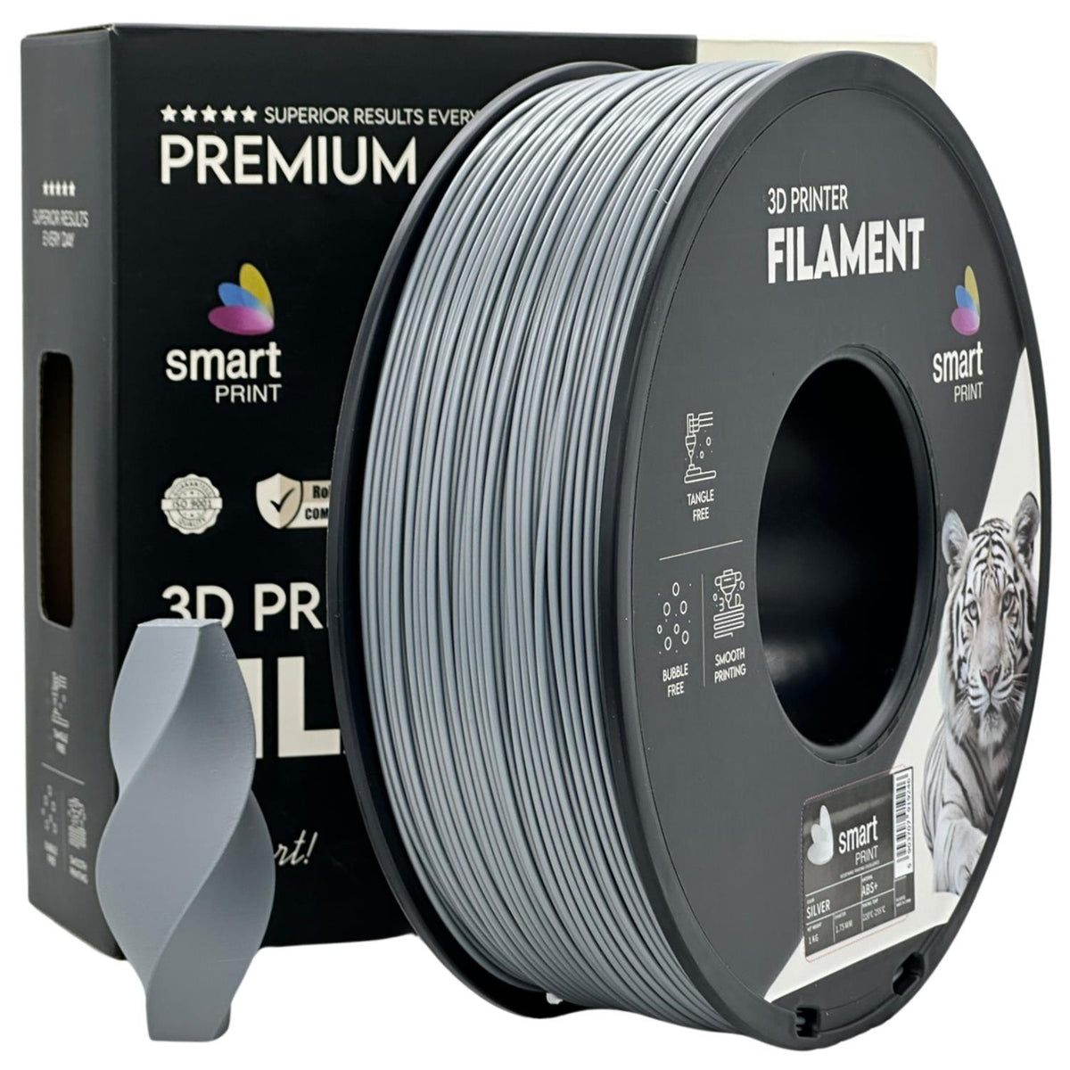Bobine de filament ABS+ argent, Smart Print, 1,75 mm