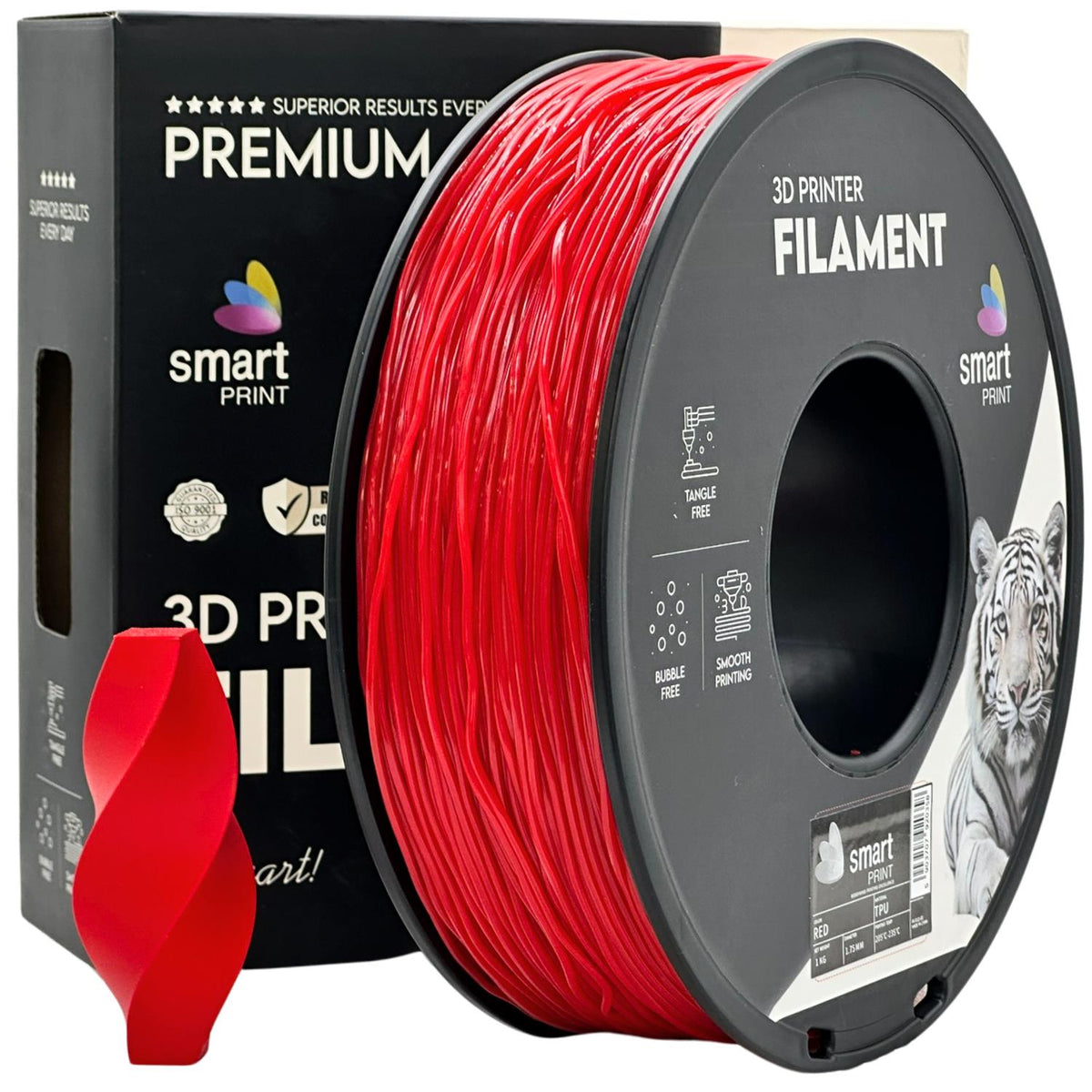 Spool of TPU red filament, Smart Print, 1.75 mm