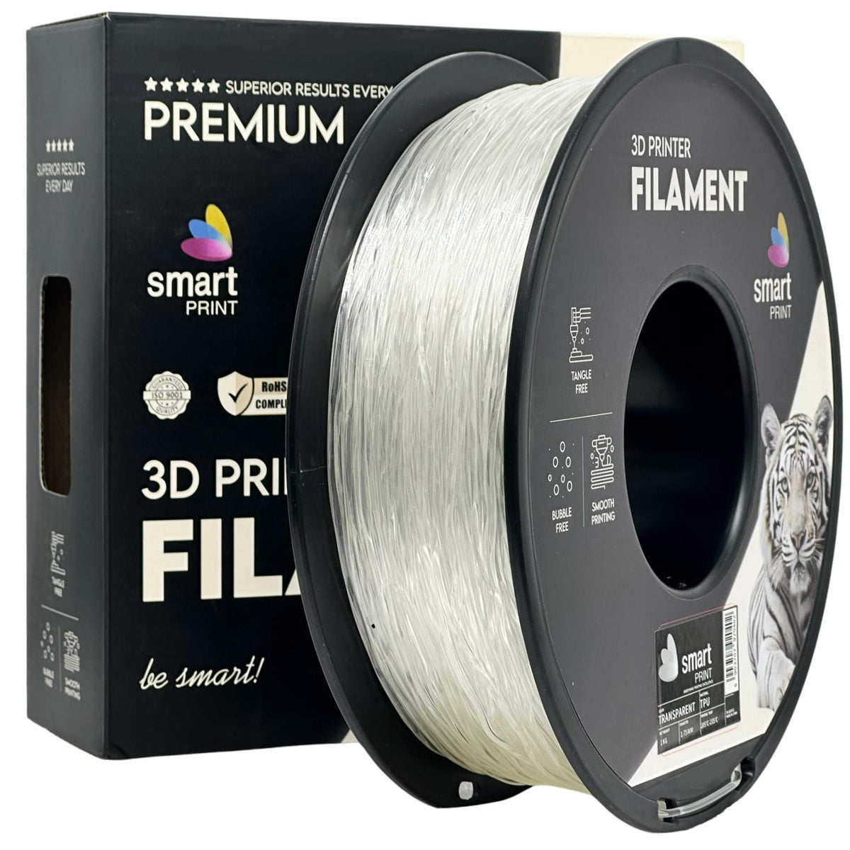 Bobine de filament TPU transparent, Smart Print, 1,75 mm