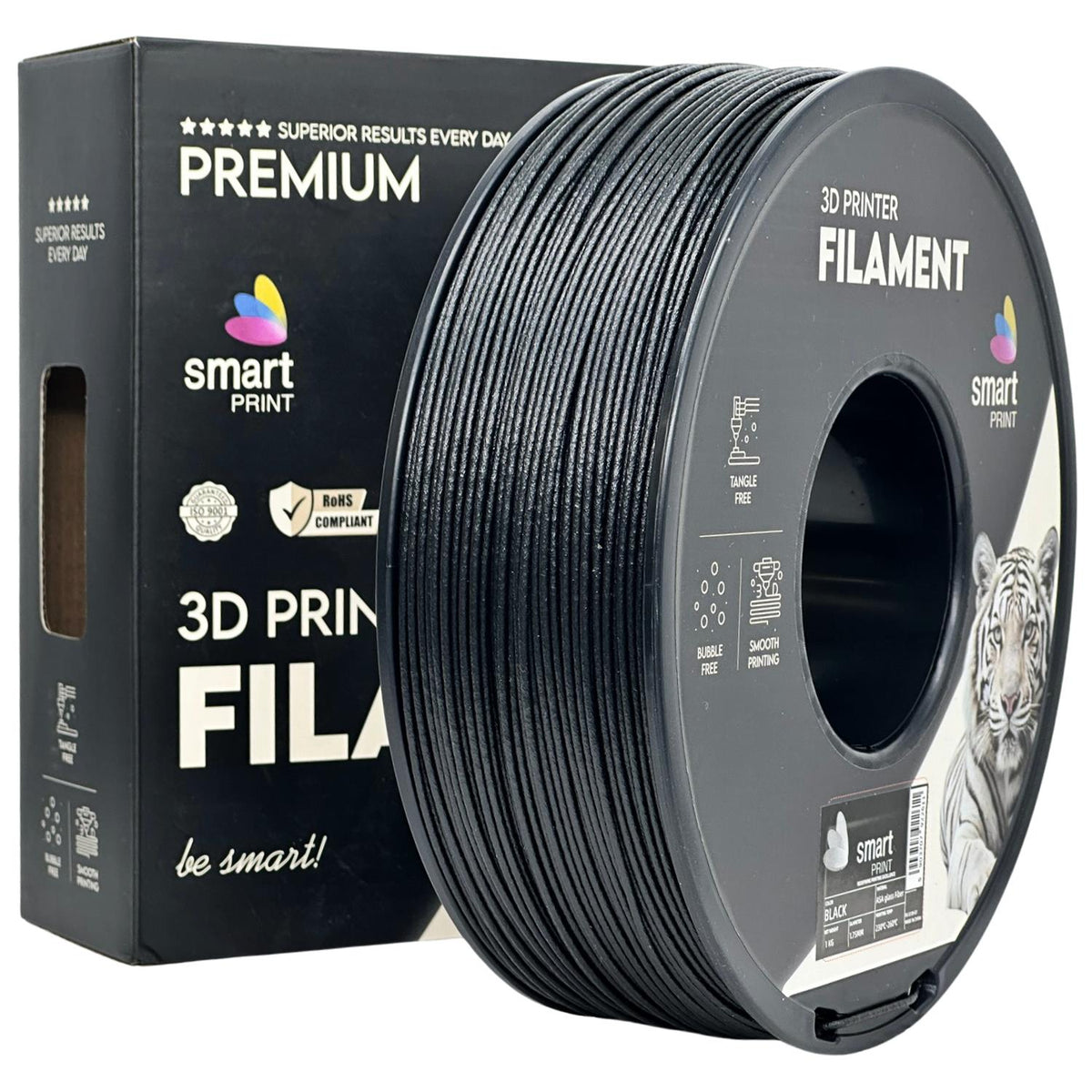 Spool of ASA-GF black filament, Smart Print, 1.75 mm
