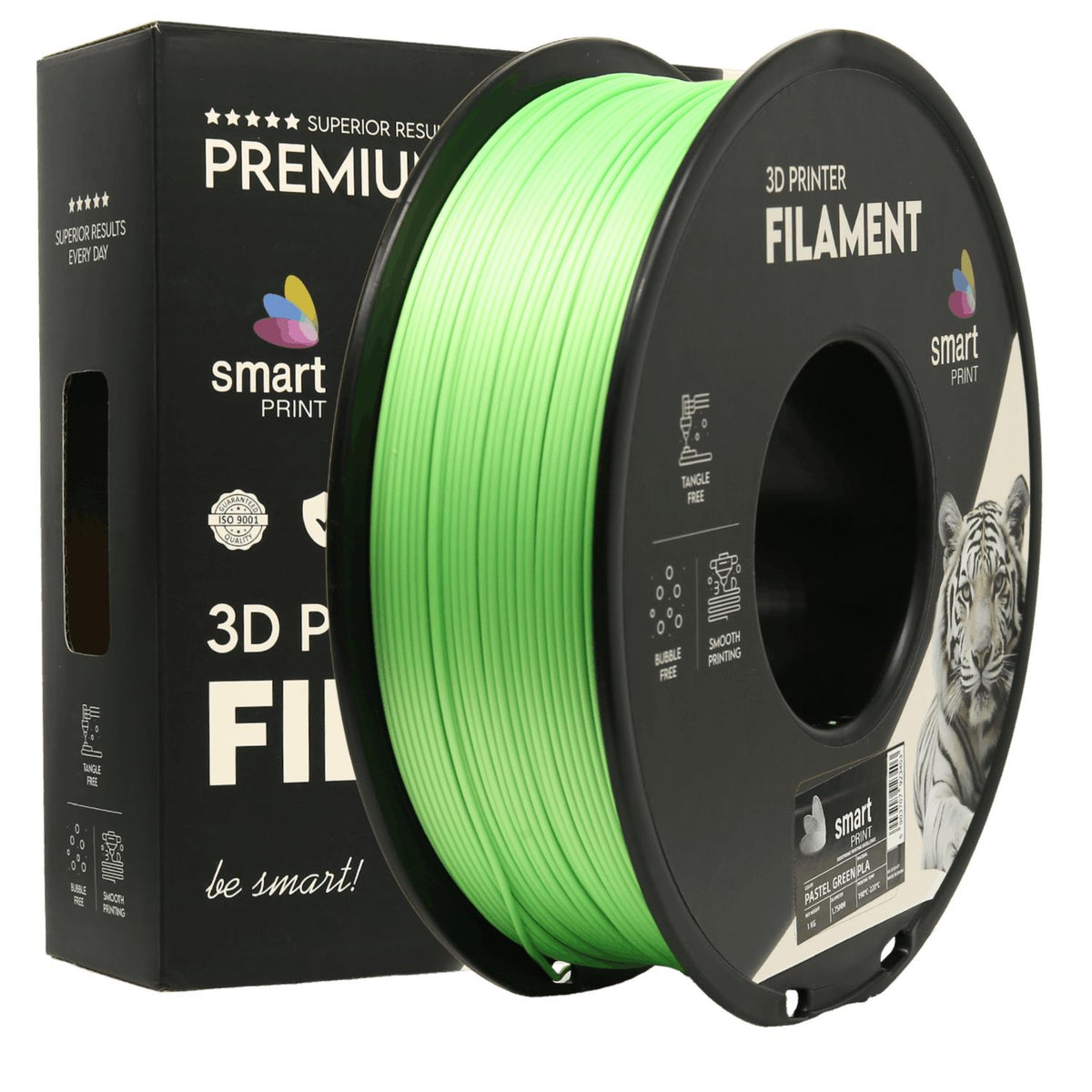 Spool of PLA pastel green filament, Smart Print, 1.75 mm