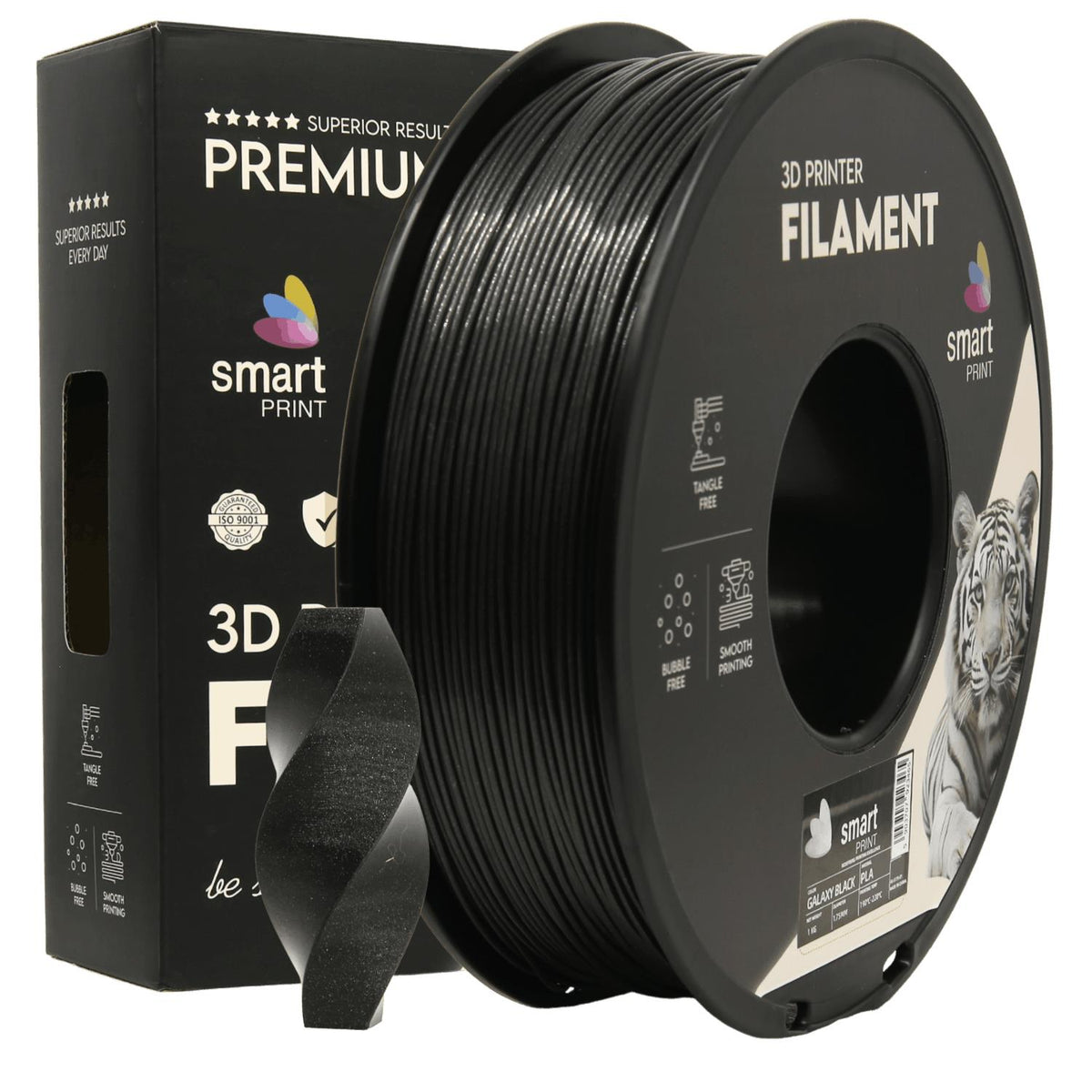 Bobine de filament PLA Galaxy noir, Smart Print, 1,75 mm