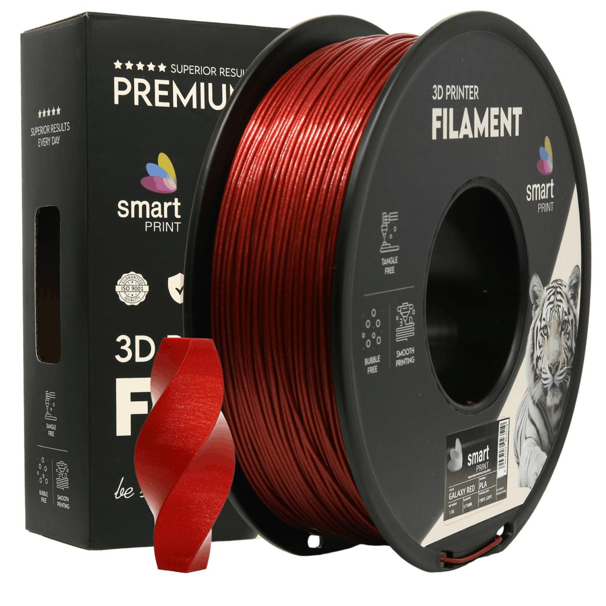 Spool of PLA Galaxy red filament, Smart Print, 1.75 mm