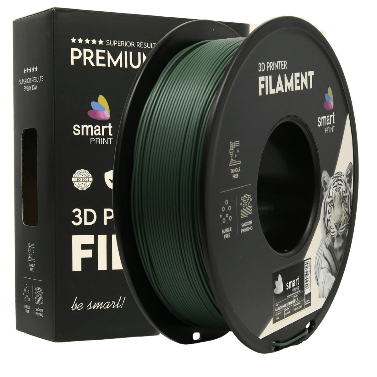 Spool of PLA-CF green filament, Smart Print, 1.75 mm