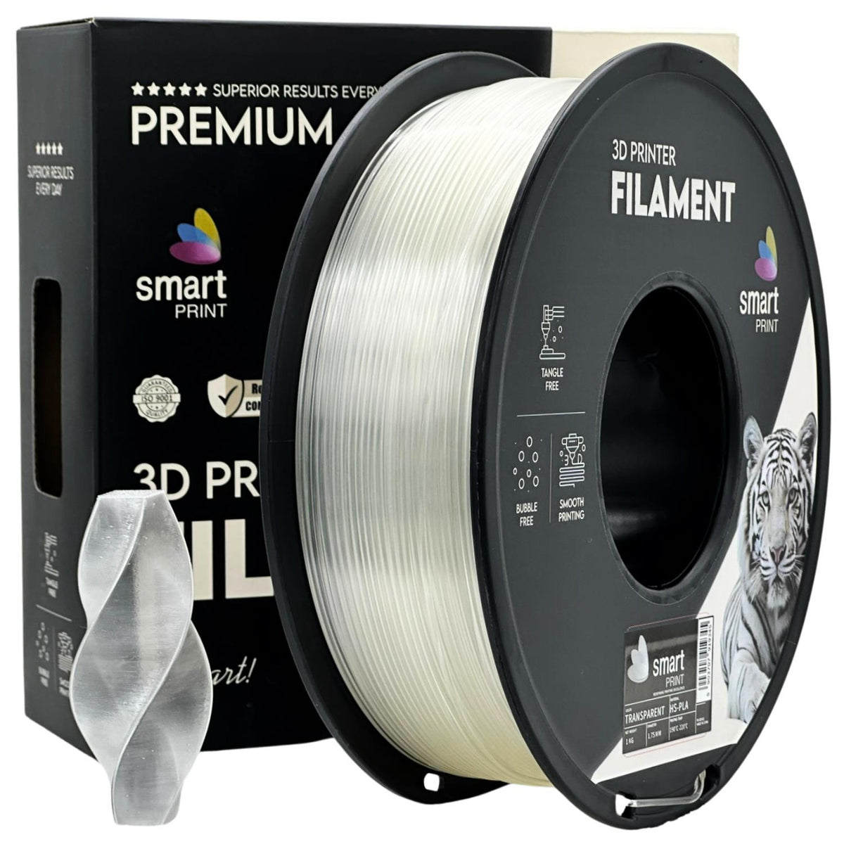 Bobine de filament HS-PLA transparent, Smart Print, 1,75 mm