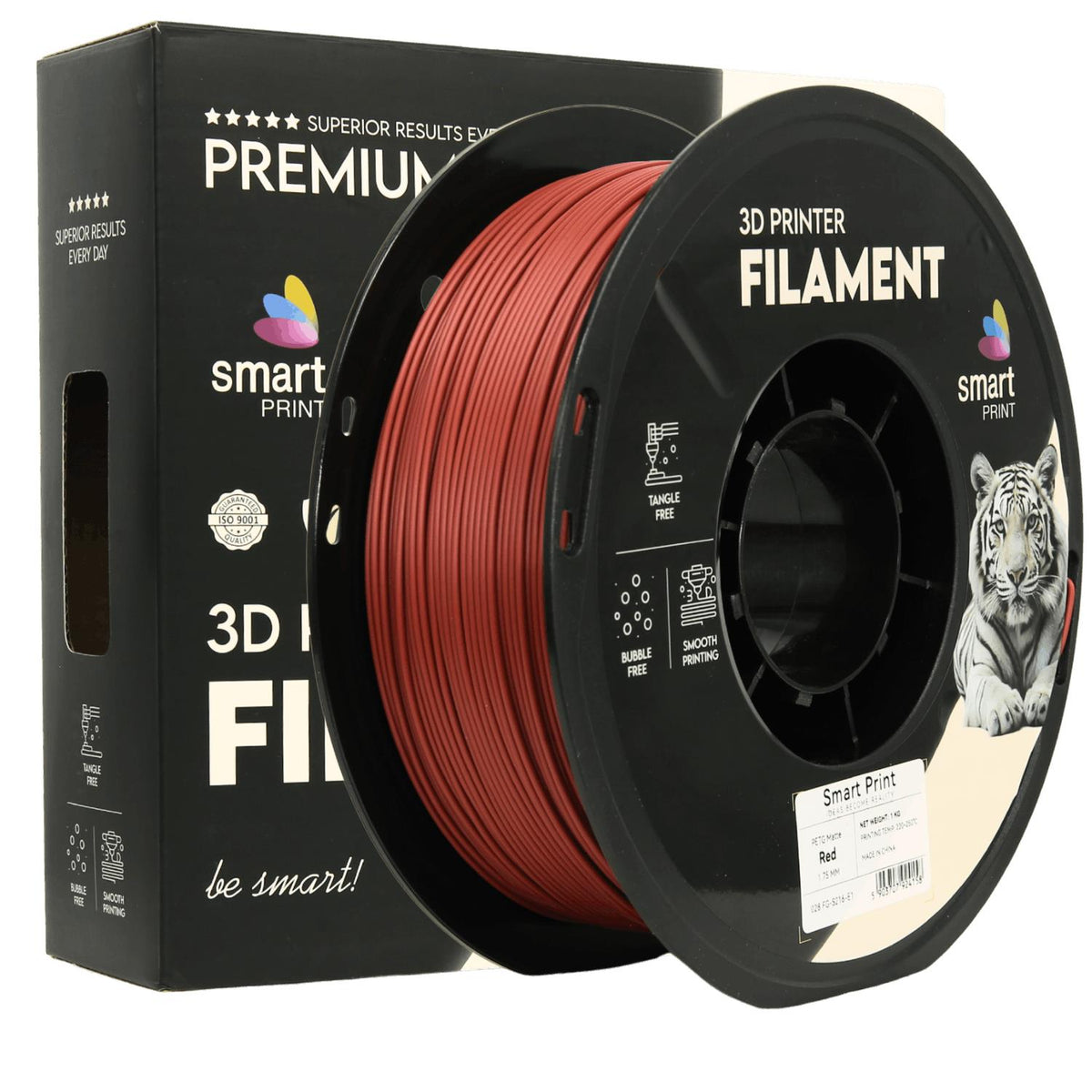 Bobine de filament PETG rouge mat, Smart Print, 1,75 mm