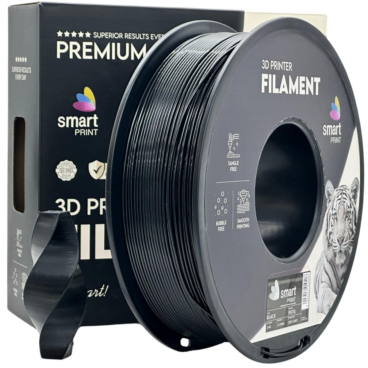 Bobine de filament PETG noir, Smart Print, 1,75 mm
