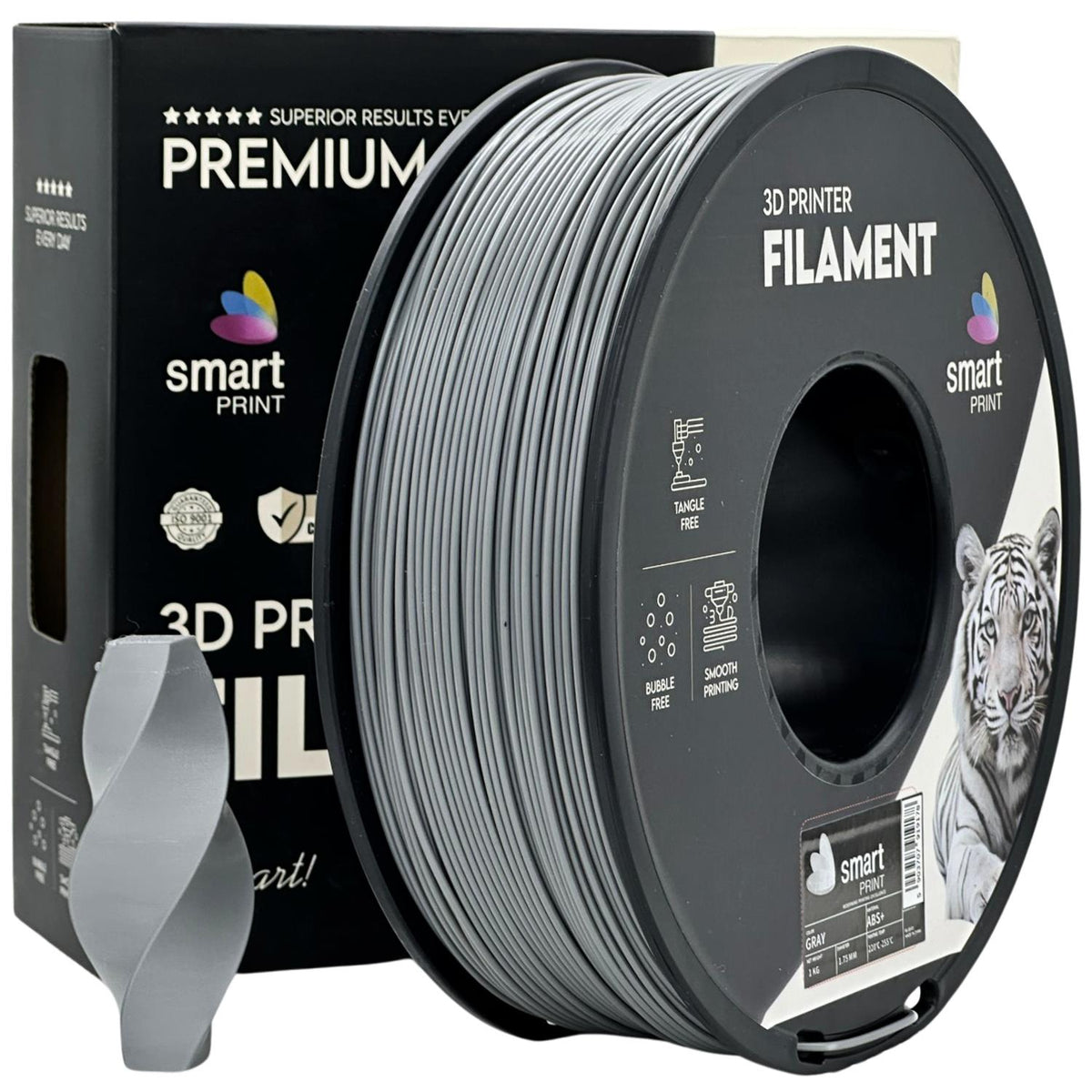Bobine de filament ABS+ gris, Smart Print, 1,75 mm
