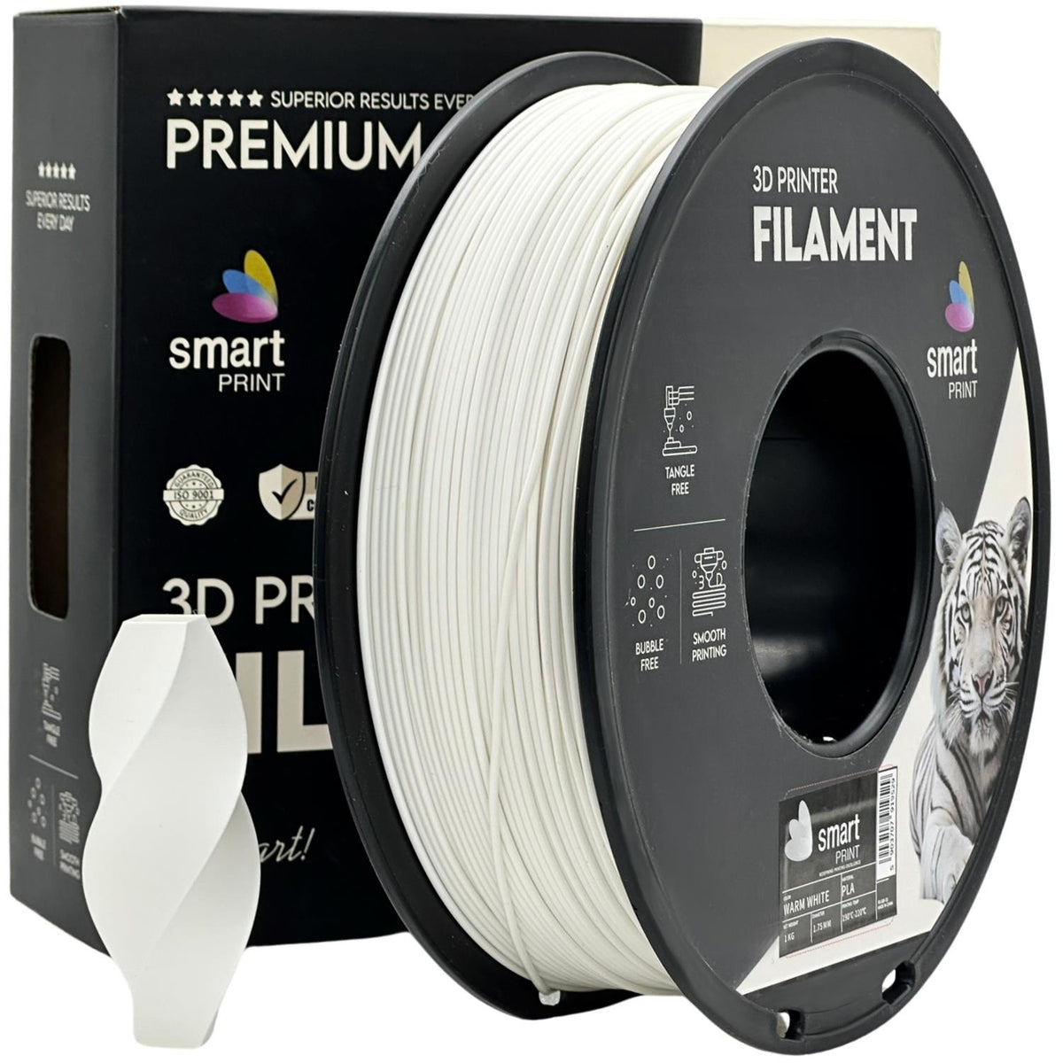Bobine de filament PLA blanc chaud, Smart Print, 1,75 mm