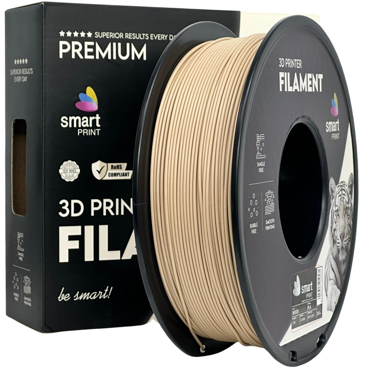 Spool of PLA wood filament, Smart Print, 1.75 mm