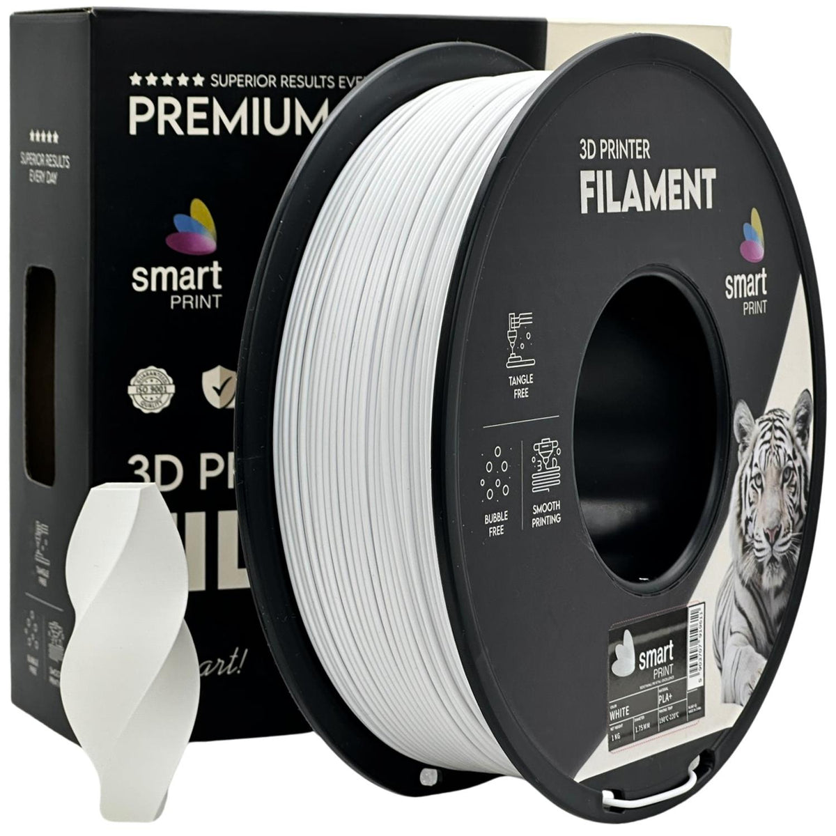 Bobine de filament PLA+ blanc, Smart Print, 1,75 mm