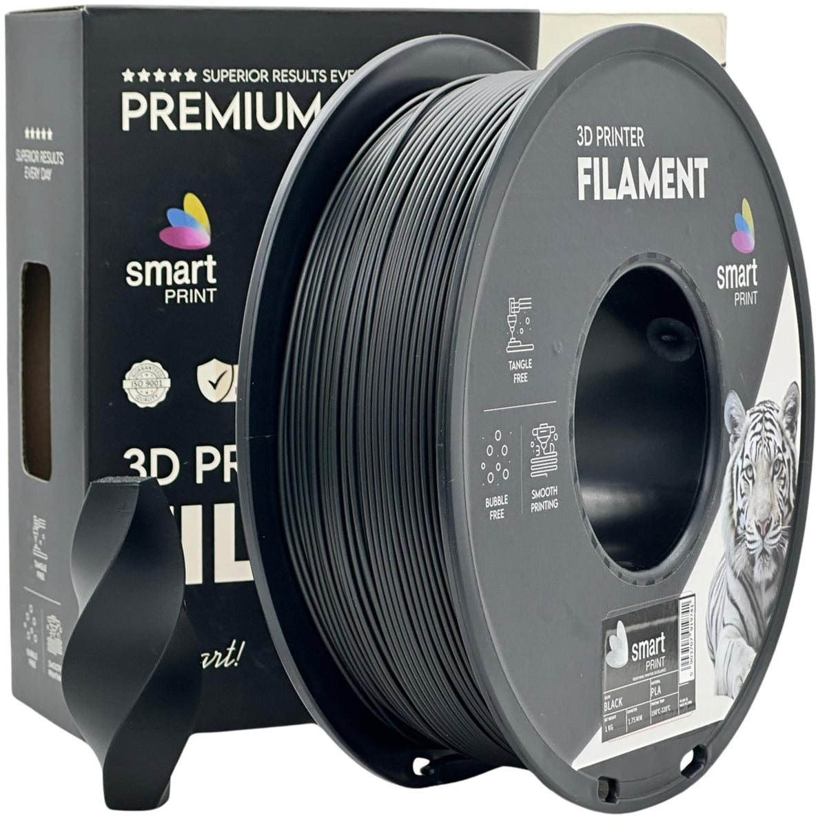 Spool of PLA black filament, Smart Print, 1.75 mm