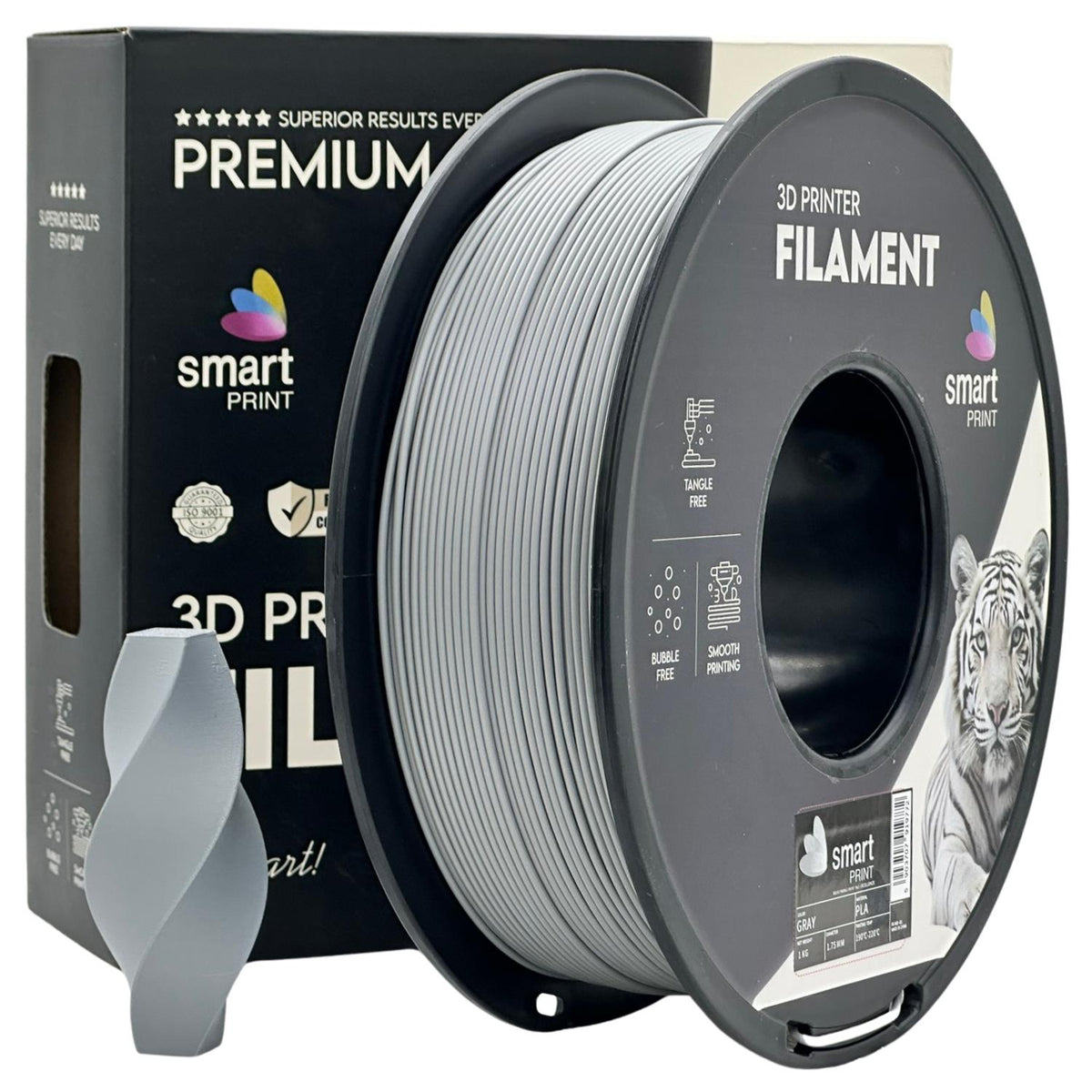 Bobine de filament PLA gris, Smart Print, 1,75 mm