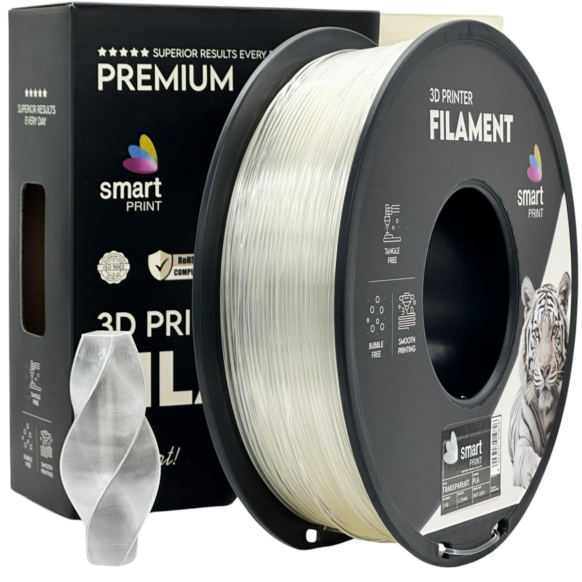 Bobine de filament PLA transparent, Smart Print, 1,75 mm