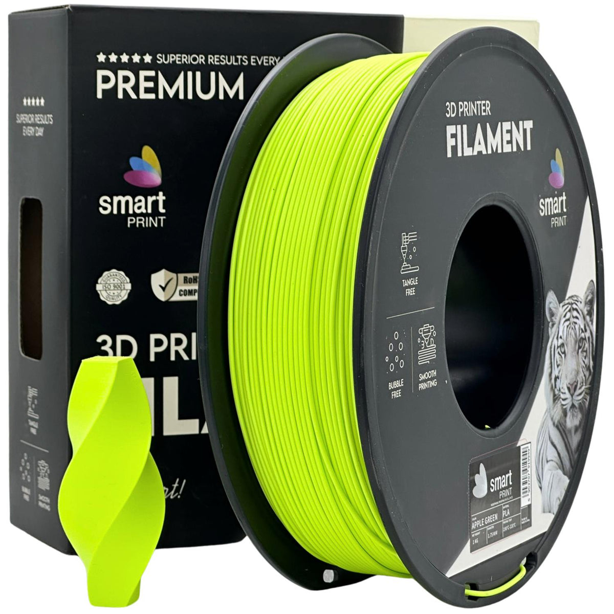 Bobine de filament PLA vert pomme, Smart Print, 1,75 mm