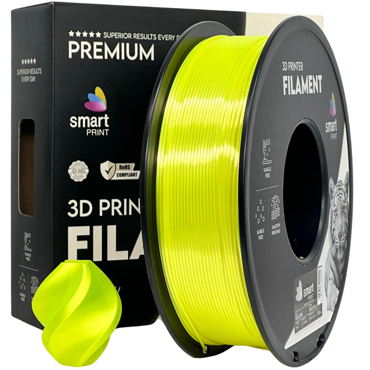 Bobine de filament Silk PLA jaune, Smart Print, 1,75 mm